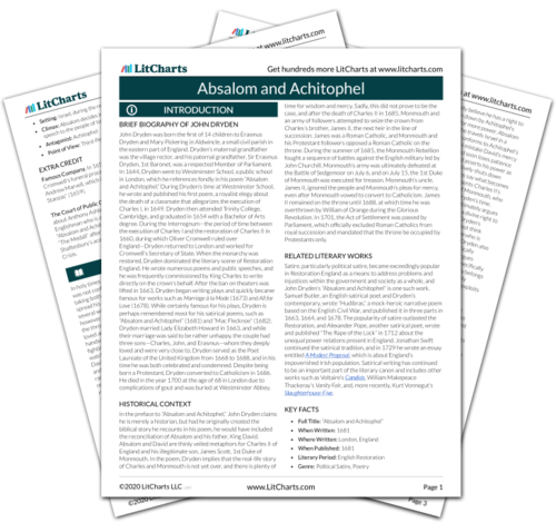 Absalom And Achitophel To The Reader Summary Analysis From